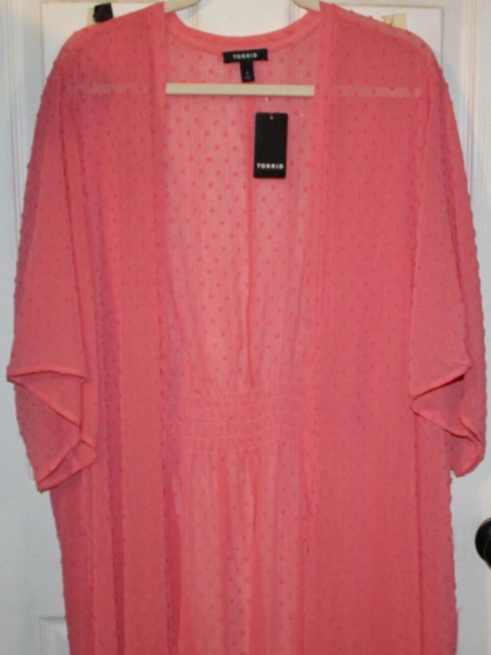 NWT Torrid Coral Pink Clip Dot HI/LO Over piec, BOHO Style, Size 5X(28W) Pretty